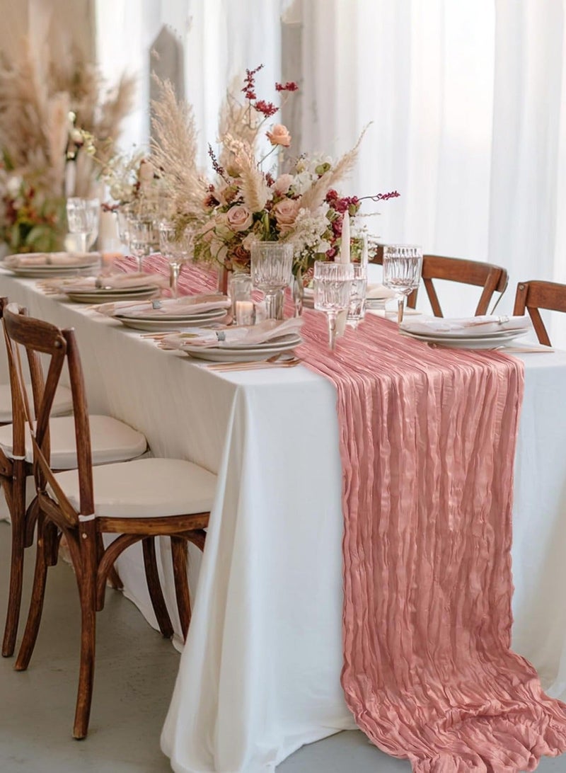 Cheesecloth Table Runner 90 x 300 cm Gauze Table Decoration, Boho Translucent Table Cloth for Wedding Reception Bridal Shower Party Decoration Table Cover - Image 1